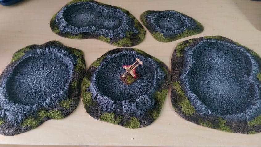 Crater terrain pieces for Epic Armageddon