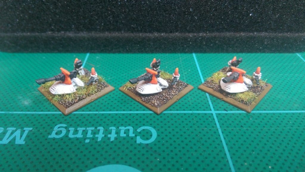 Eldar Guardian Support Weapon stands, painted and ready for Epic Armageddon game