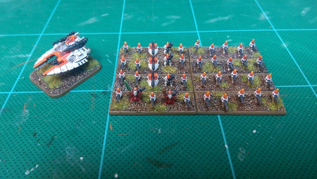 Eldar Guardians and Falcon, painted and ready for Epic Armageddon game