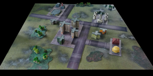 View of games table with battle mat parts (1)