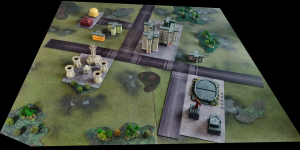 View of games table with battle mat parts (3)