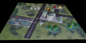 View of games table with battle mat parts (4)