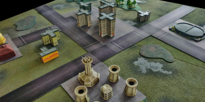 View of games table with battle mat parts (6)